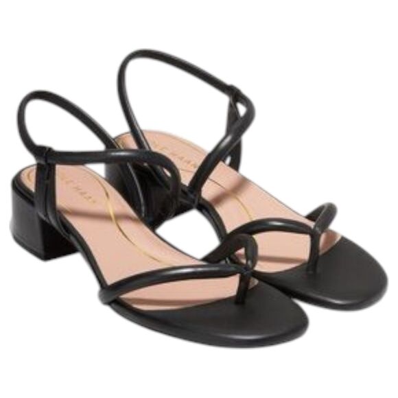 Cole Haan Grand 360 Calli Thong Strappy Block Heel Black Sandals Size 9 B - Picture 2 of 8